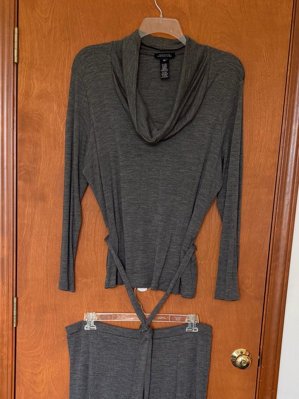 Jones New York Charcoal Gray Tie-Waist Skirt Set